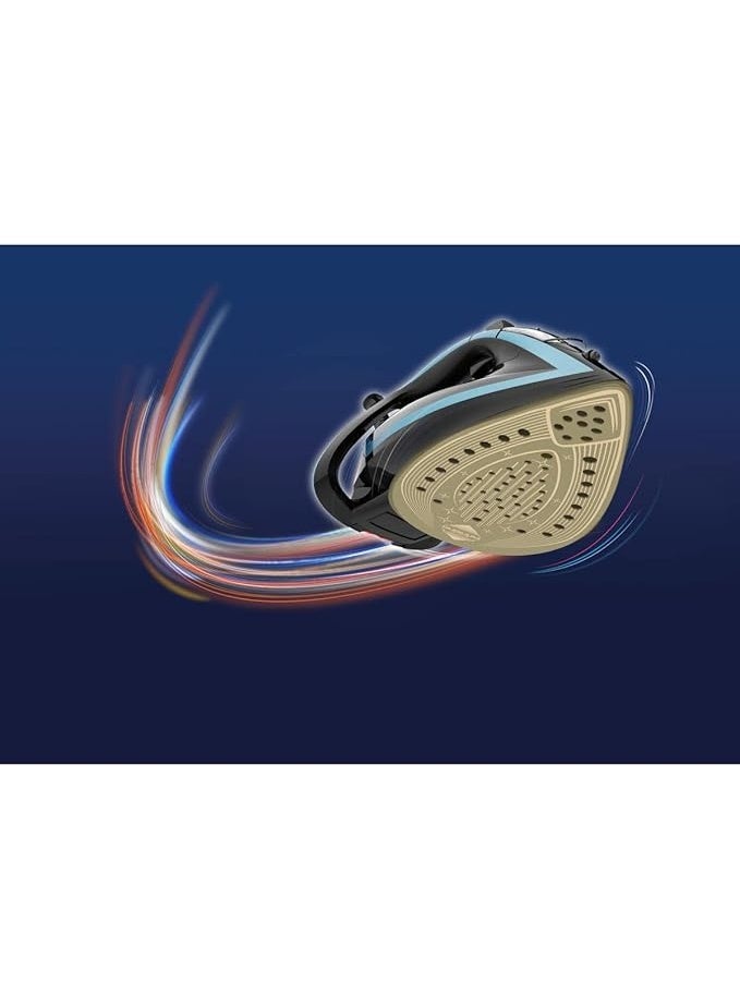 Tefal FV5695 Turbo Pro Steam Iron, 3000 Watt, Fast Heating and High Steam Power 300 ml 3000 W FV5695 Black & Blue - Image 2