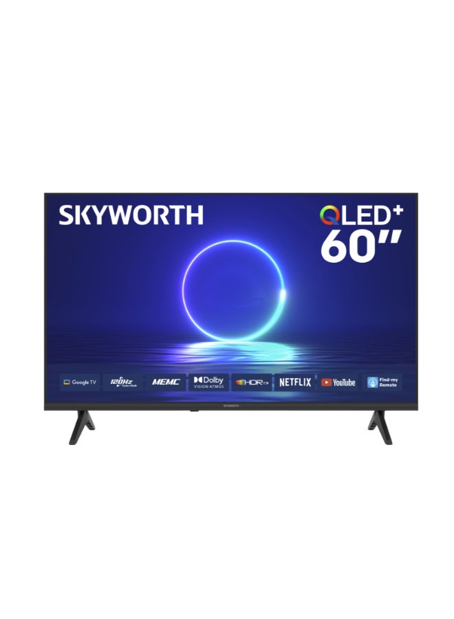 سكاي ورث تلفزيون ذكي 60 بوصة 4K QLED+، وضع الحماية للعين، نظام Google TV، ميزة العثور على الريموت، دعم للذكاء الاصطناعي، وضع الألعاب، 120 هرتز وتقنيات Dolby Vision وDolby Atmos وHDR10+، 2025، ضمان سنتين، موديل 60Q6800H، أسود 60Q6800H أسود - Image 1