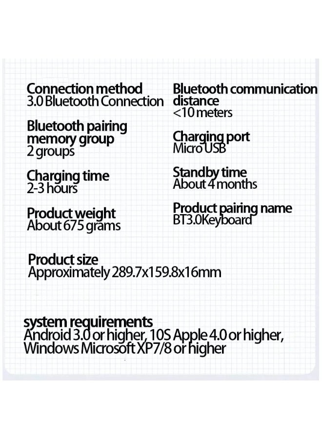 اي او سي Wireless Bluetooth Keyboard with Integrated Stand, Support Multi Devices for iPhone/iPad/Tablet/PC, 78Keys Rechargeable Silent Portable Keyboard Stand Slot for Windows/Android/iOS/Mac OS white - Image 3