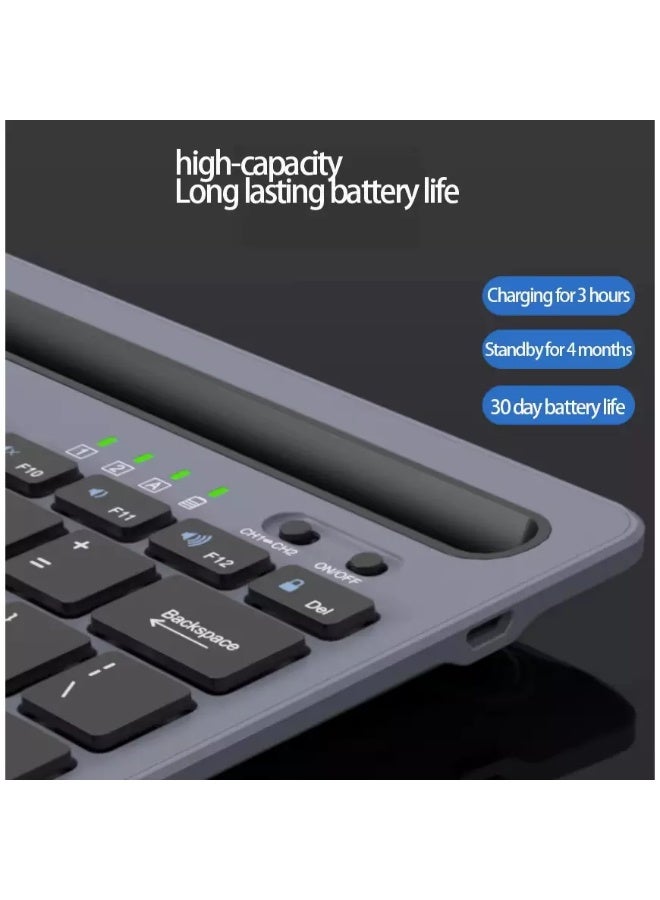 اي او سي Wireless Bluetooth Keyboard with Integrated Stand, Support Multi Devices for iPhone/iPad/Tablet/PC, 78Keys Rechargeable Silent Portable Keyboard Stand Slot for Windows/Android/iOS/Mac OS white - Image 4