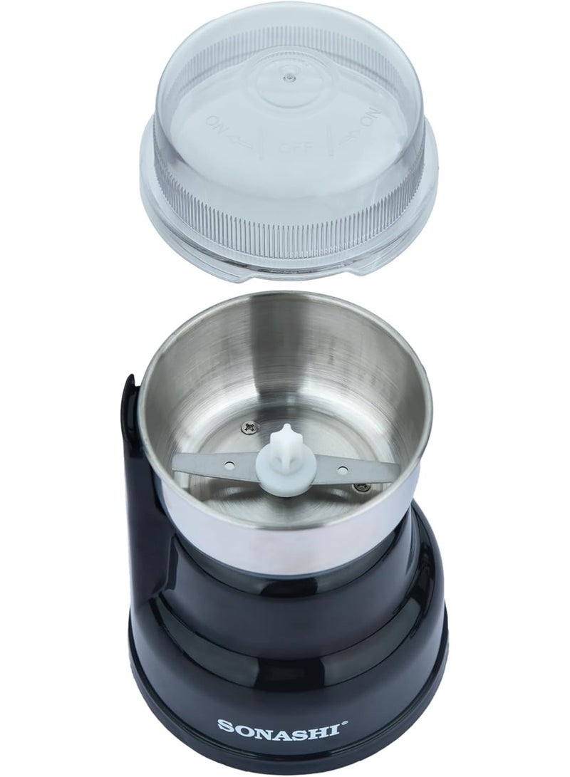 سوناشي مطحنة قهوة متعددة الاستخدامات سعة 220 مل مع ماكينة قهوة بالتنقيط سعة 0.75 لتر، مطحنة توابل مع وعاء من الفولاذ المقاوم للصدأ - مناسبة للتوابل، حبوب القهوة، المكسرات، الفواكه المجففة، إلخ، ماكينة قهوة مع فلتر دائم ووظيفة مضادة للتنقيط، SCG-4007 + SCM-4920 - Image 5