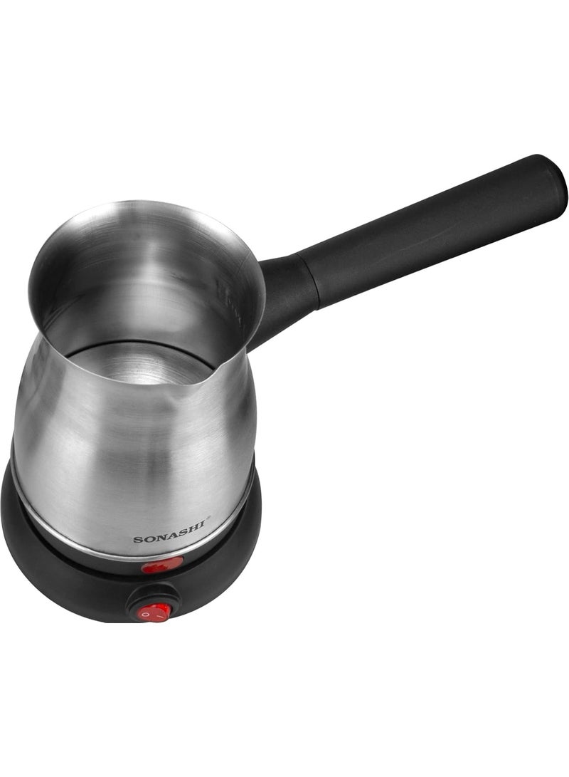 سوناشي شواية ساندويتش غير لاصقة لشريحتين مع صانع قهوة تركي بسعة 800 مل، صانع شواية بقوة 750 واط مع نظام قفل المقبض، صانع قهوة بقاعدة خالية من الأسلاك بزاوية 360 درجة ومقبض قابل للإزالة، SGT-853N + STCM-4972 - Image 4