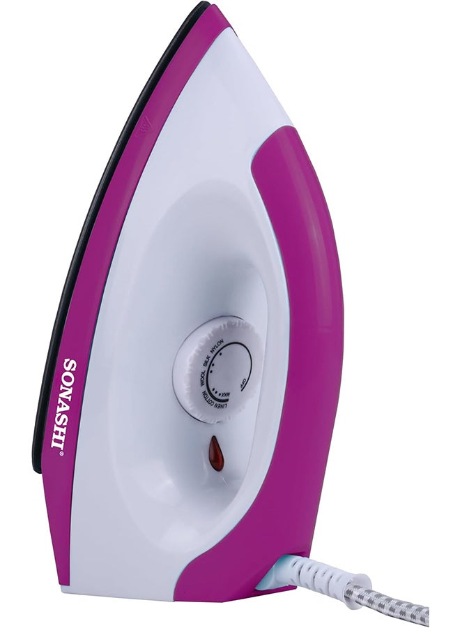 سوناشي مكواة جافة كومبو مع قاعدة من الفولاذ المقاوم للصدأ وتحكم في درجة الحرارة القابلة للتعديل | مكواة بقاعدة ثقيلة مع ضوء مؤشر | مثالية لجميع أنواع الملابس | 1200 واط SDI-6007 أزرق ووردي - Image 4