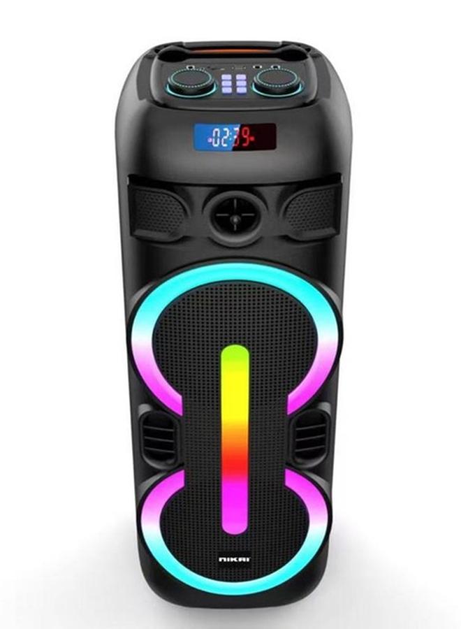 NIKAI Multimedia Party Speakers Rechargeable, 30 Watts with 2x 8inch Subwoofer, Bluetooth, 3600mah battery with one free wireless mic NPRTY80030 black - Image 2