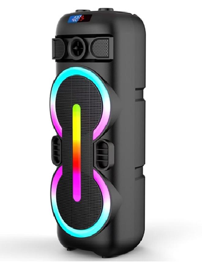 NIKAI Multimedia Party Speakers Rechargeable, 30 Watts with 2x 8inch Subwoofer, Bluetooth, 3600mah battery with one free wireless mic NPRTY80030 black - Image 3