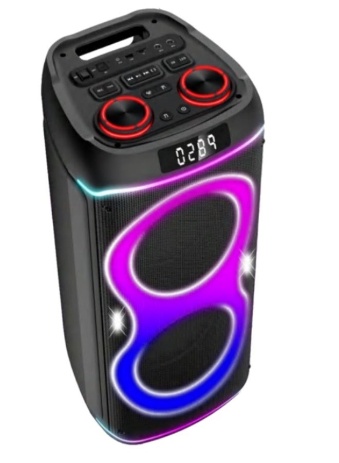 NIKAI Multimedia Party Speakers Rechargeable, 60 Watts, with 2x 8inch Subwoofer, Bluetooth, 30000 PMPO, 4500mah battery with one free wireless mic NPRTY960BT black - Image 3