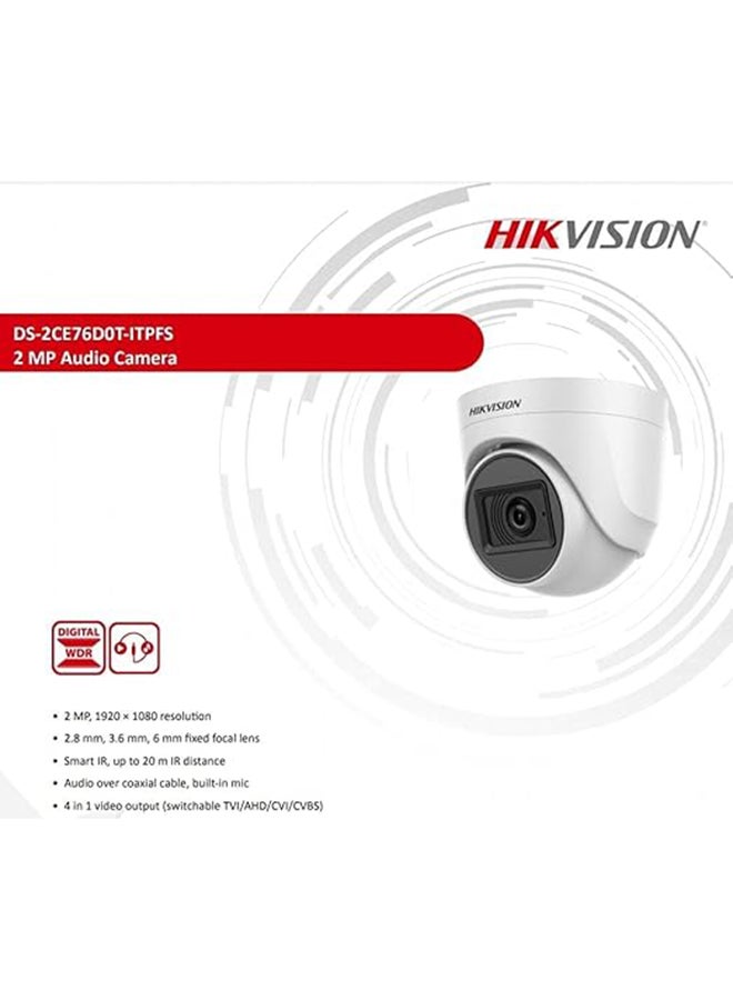 HIKVISION Renewed - 2MP Dome with inbuilt Mic DS-2CE76D0T-ITPFS White Wireless 1080p - Image 3