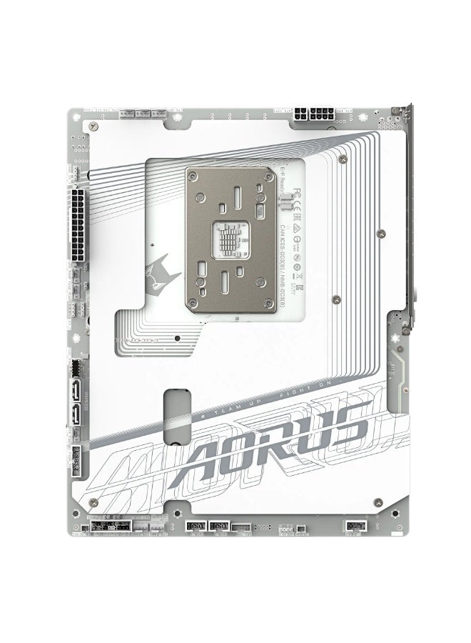 جيجابايت لوحة أم X870 AORUS STEALTH ICE، مقبس AMD AM5، ذاكرة DDR5، PCIe 5.0 x16، 18+2+2 مراحل طاقة VRM 80A، 4x فتحات M.2 (2x PCIe 5.0، 2x PCIe 4.0)، واي فاي 7 و5 GbE LAN، USB4، برنامج تشغيل BIOS مع برنامج تشغيل واي فاي مثبت مسبقًا، EZ-Latch، EZ-Plug، EZ-Debug، حل حراري M.2 EZ-Flex، موصلات عكسية بيضاء نقية | X870 A STEALTH ICE - Image 3