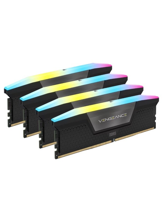 Vengeance RGB 192GB (4x48GB) DDR5 DRAM 5200MHz PC5-41600 Desktop Memory Kit – CL38-38-38-84, 1.25V, Intel XMP 3.0, Unbuffered Non-ECC, 288-Pin DIMM, 10-Zone Dynamic RGB Lighting, Black | CMH192GX5M4B5200C38