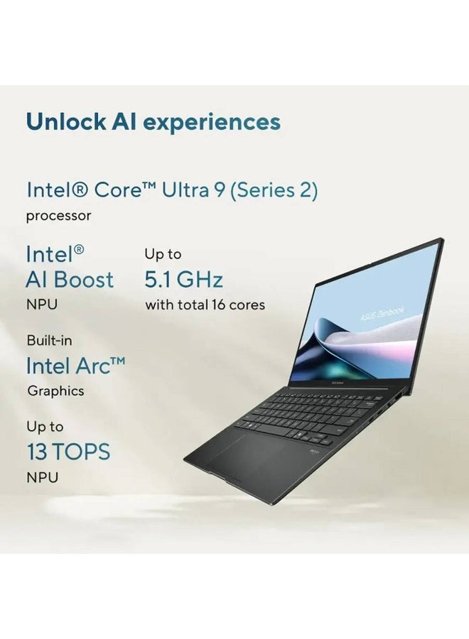 ASUS Zenbook 14 Gaming Laptop With 14-Inch WUXGA Display,Core Ultra 9-285H Processor/32GB RAM/1TB SSD/Intel Arc Graphics/Windows 11 Home English Jasper Grey - Image 4