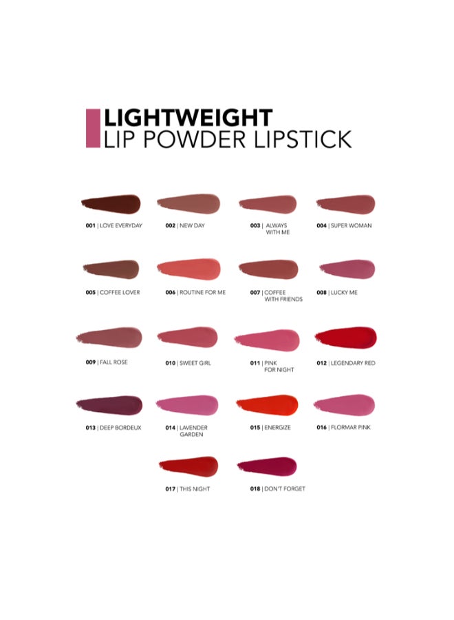 flormar Lightweight Lip Powder Lipstick 002 New Day - Image 4