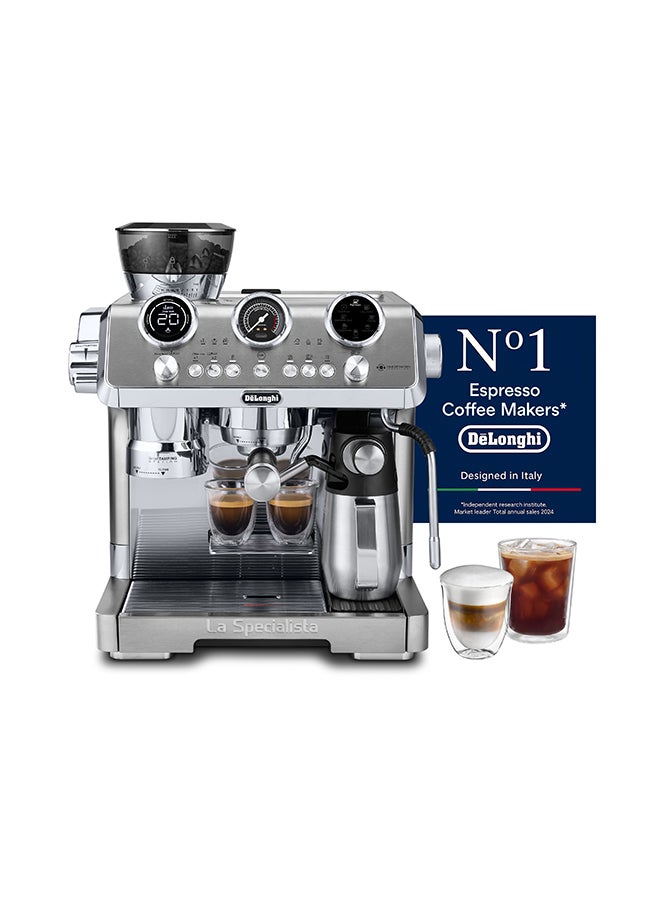 ديلونجي De'Longhi La Specialista Maestro EC9885.M, Espresso Pump Coffee Machine with Cold Extraction Technology, Professional Milk Frothing Nozzle, Sensor Grinding Technology, Includes Barista Kit, Metal 1.98 L 1450 W EC9885.M metal - Image 1