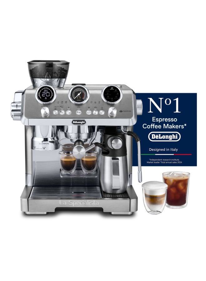 De'Longhi La Specialista Maestro EC9885.M, Espresso Pump Coffee Machine with Cold Extraction Technology, Professional Milk Frothing Nozzle, Sensor Grinding Technology, Includes Barista Kit, Metal 1.98 L 1450 W EC9885.M metal - Image 1