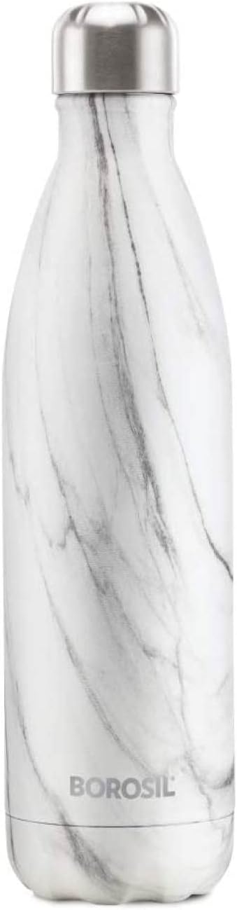 Borosil Stainless Steel Hydra Bolt Marble - Vacuum Insulated Flask Water Bottle, Marble, 750ML White - Image 5
