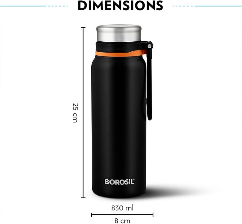BOROSIL VACUUM AQUAFIT BOTTLE BLACK 830 ML Black - Image 3
