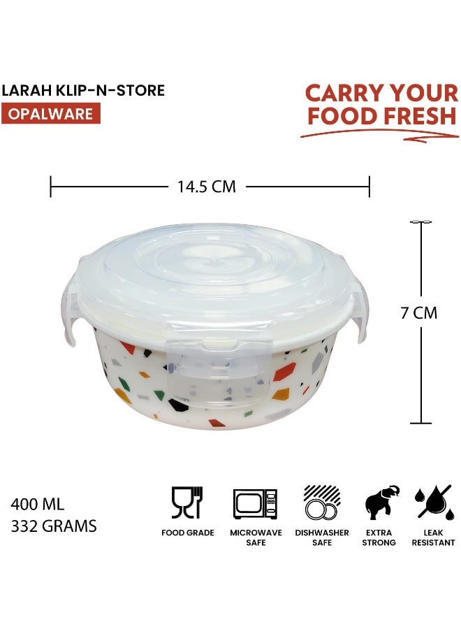 BOROSIL Larah Opal Klip-N-Store Lunch Box With Bag 3 Pcs Set - 400 Ml X 3 Multicolor 400 ml - Image 3