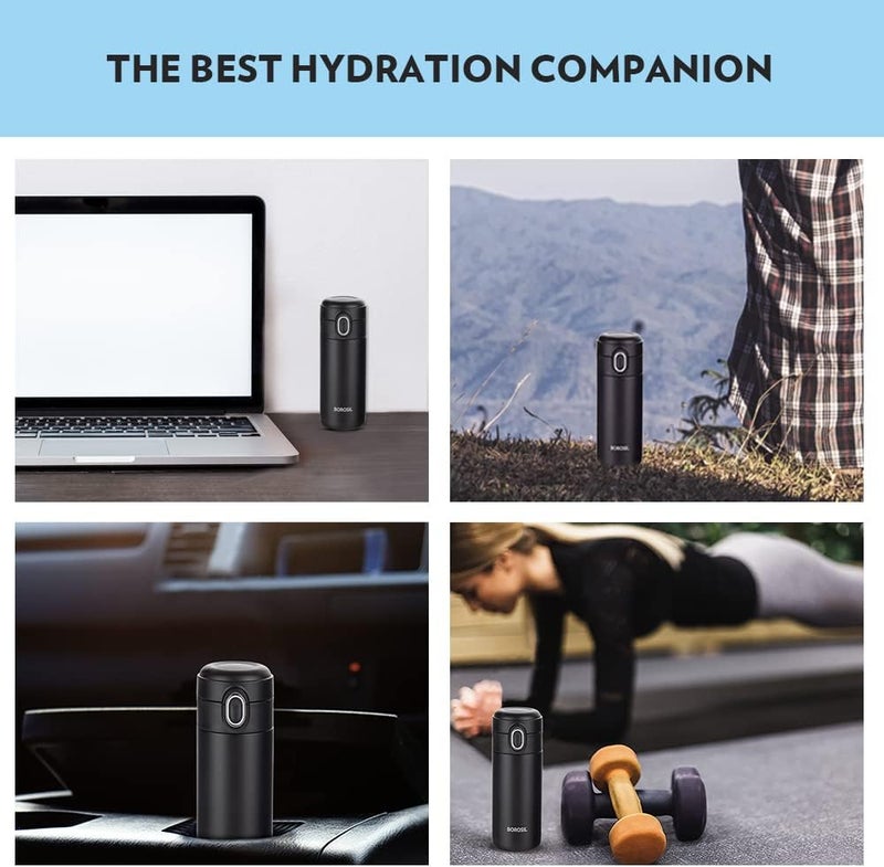 Borosil Traveller 300ml Stainless Steel Water Bottle - Double Wall Vacuum Insulated Flask for Hot & Cold Beverages Black - Image 5