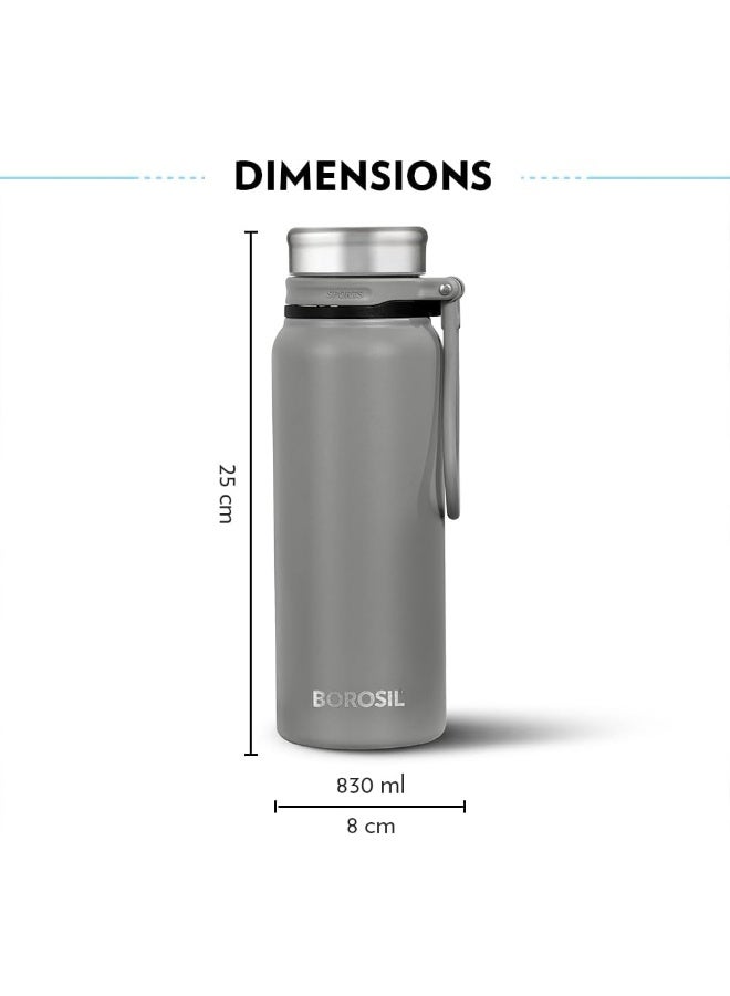 BOROSIL Vacuum Aquafit Bottle 830 Ml Grey - Image 3