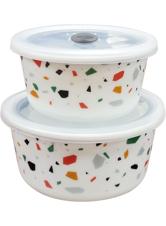 Borosil LARAH LUNCH BOX WITH 2 PCS SET - 400 ML + 800 ML, CONFETTI Confetti 400 ML + 800 ML - Image 1