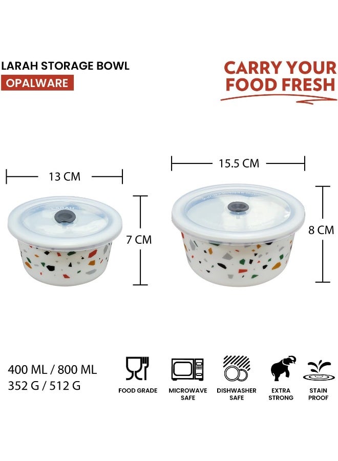 Borosil LARAH LUNCH BOX WITH 2 PCS SET - 400 ML + 800 ML, CONFETTI Confetti 400 ML + 800 ML - Image 3