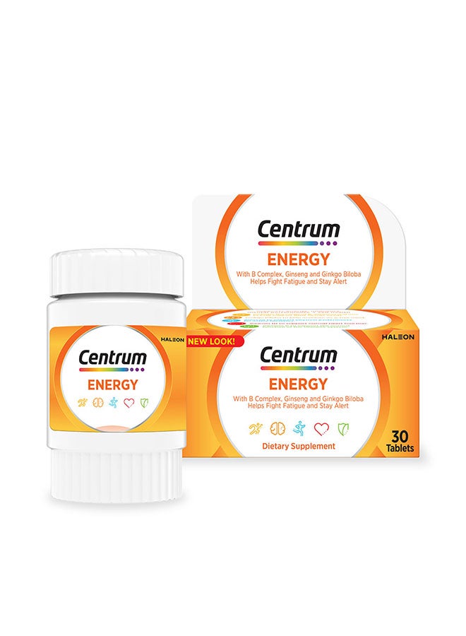 Centrum Energy Multivitamin with Ginseng and Gingko Biloba 30 Tablets - Image 2