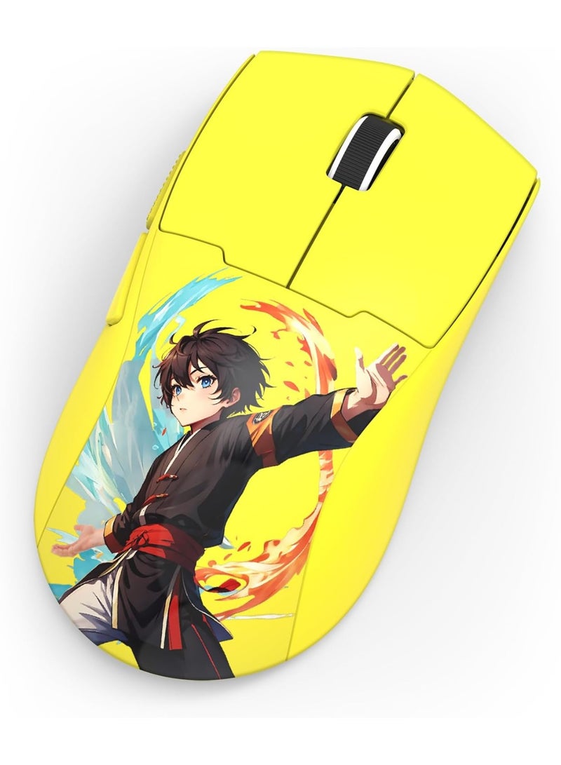 REDRAGON M918AKB 3-Mode Wireless Gaming Mouse, 55G Lightweight 26K DPI Mouse w/Ergonomic Natural Grip Build, Full Programmable Buttons, Software Supports DIY Keybinds & DPI , Yellow - Image 4