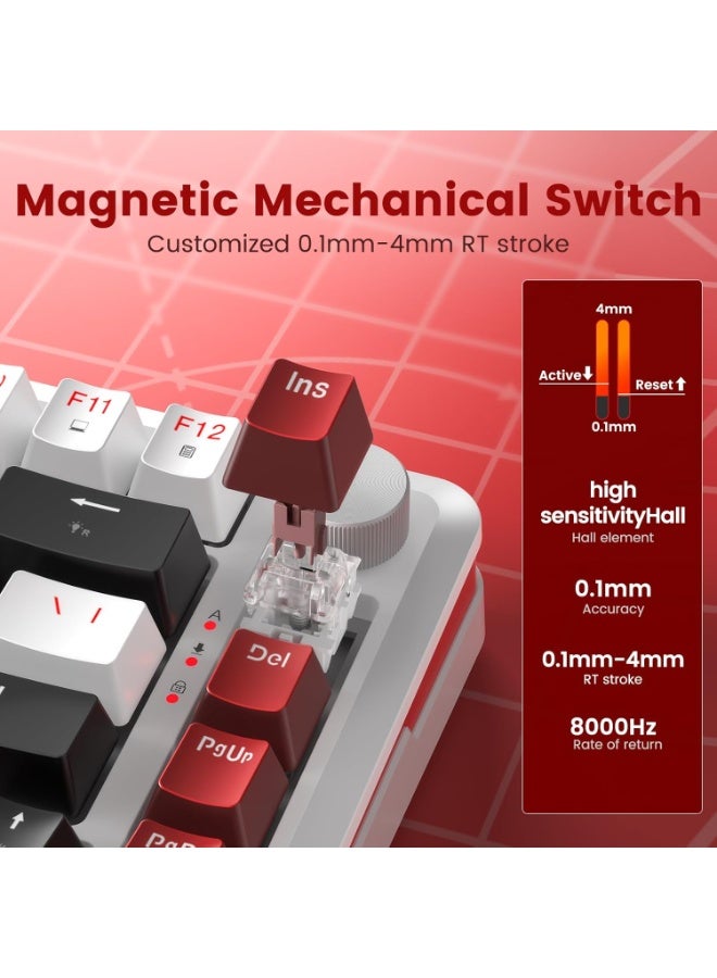 REDRAGON K721 Rapid Trigger Mechanical Keyboard, 8K Hz Gasket Mounted RGB 75ï¼ Wired Gaming Keyboard with Volume Knob, Support Web & Client Driver, Magnetic Switch Fast Adjustable Actuation for PC MAC - Image 2