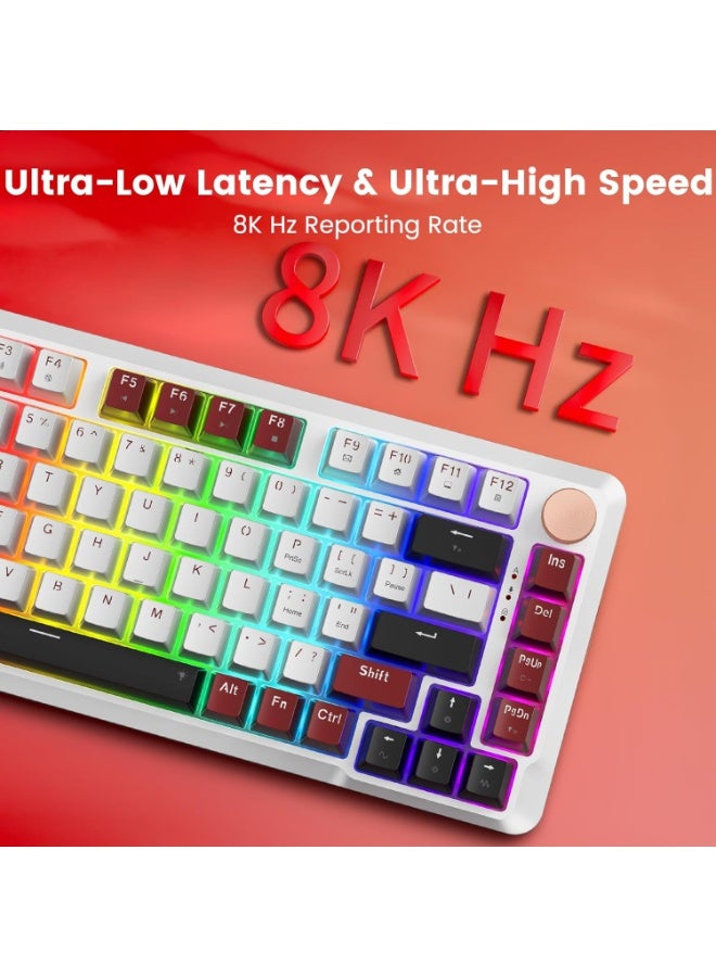 REDRAGON K721 Rapid Trigger Mechanical Keyboard, 8K Hz Gasket Mounted RGB 75ï¼ Wired Gaming Keyboard with Volume Knob, Support Web & Client Driver, Magnetic Switch Fast Adjustable Actuation for PC MAC - Image 4