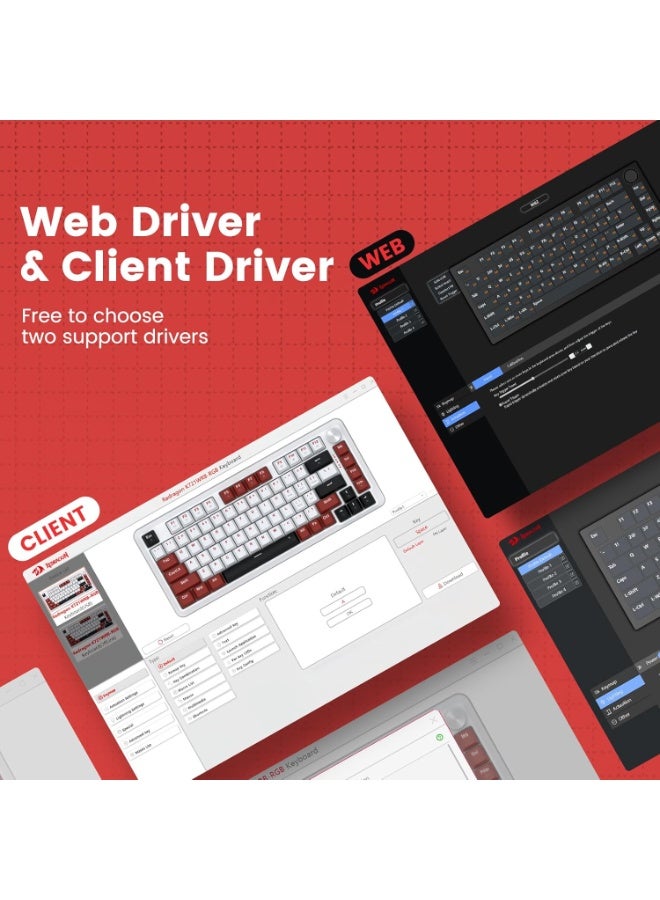 REDRAGON K721 Rapid Trigger Mechanical Keyboard, 8K Hz Gasket Mounted RGB 75ï¼ Wired Gaming Keyboard with Volume Knob, Support Web & Client Driver, Magnetic Switch Fast Adjustable Actuation for PC MAC - Image 5