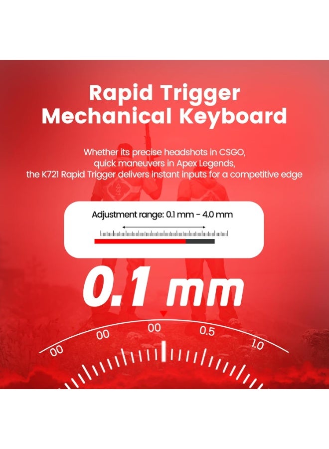 REDRAGON K721 Rapid Trigger Mechanical Keyboard, 8K Hz Gasket Mounted RGB 75ï¼ Wired Gaming Keyboard with Volume Knob, Support Web & Client Driver, Magnetic Switch Fast Adjustable Actuation for PC MAC - Image 3