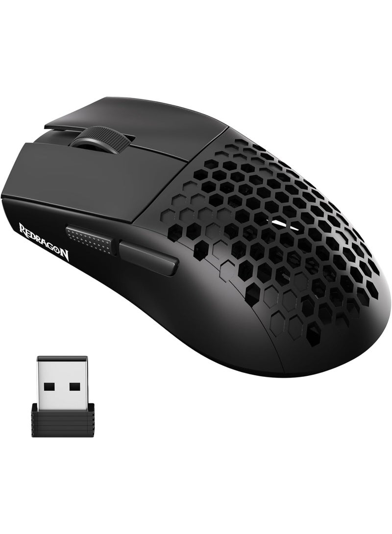 ريدراجون ماوس ألعاب لاسلكي M725 أستولاب لايت بقشرة خلوية، وزن خفيف للغاية 49 جرام، دقة 8000 نقطة في البوصة، ثلاثي الوضعيات BT5.1/2.4GHz/سلكي Type-C مع زرين جانبيين، قابل للبرمجة ماكرو لجهاز الكمبيوتر/ماك/لابتوب، أسود - Image 2