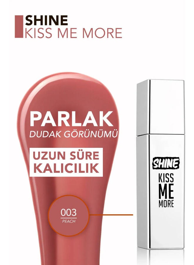 flormar Shine Kiss Me More Long-Lasting & Shiny Finish Liquid Lipstick 003 Peach - Image 4