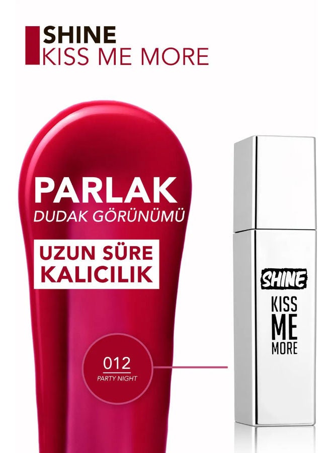 flormar Shine Kiss Me More Long-Lasting & Shiny Finish Liquid Lipstick 012 Party Night - Image 4