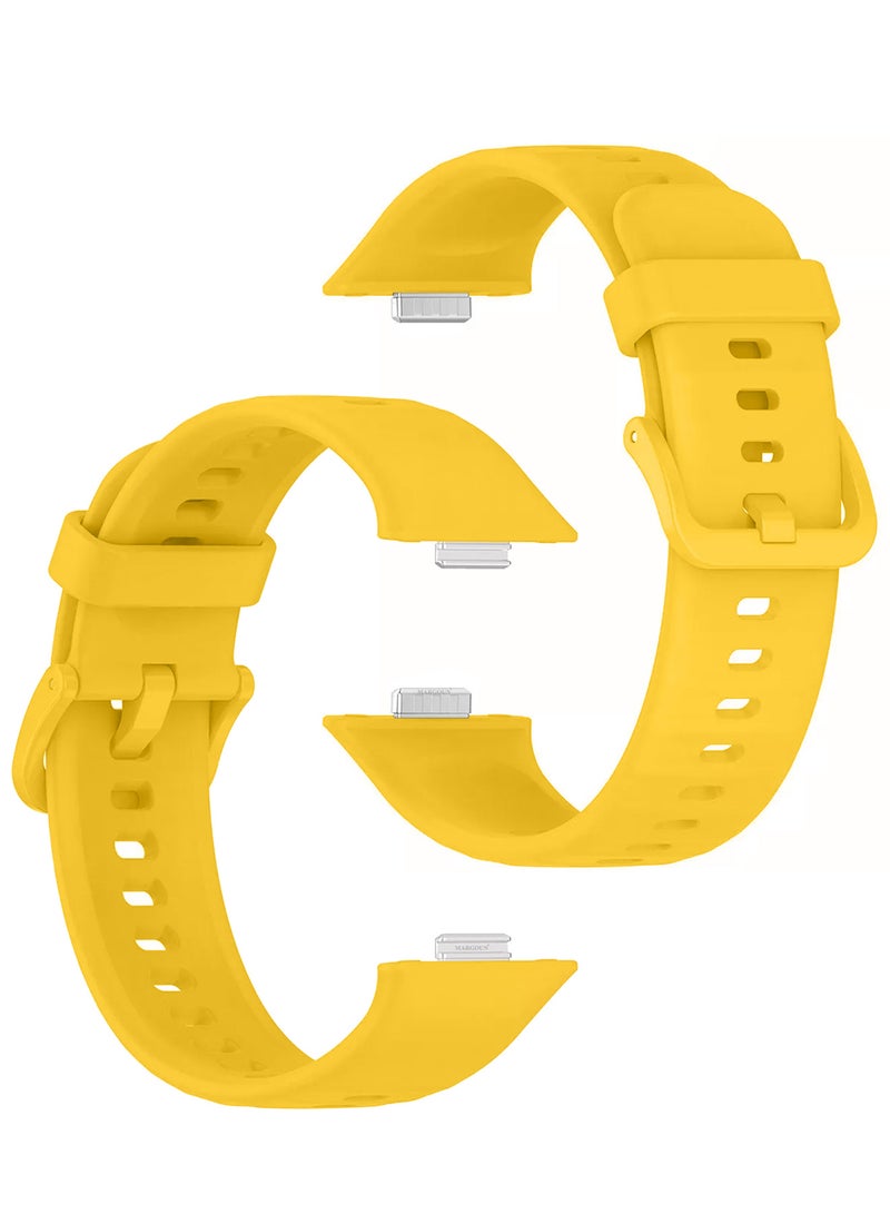 MARGOUN Wristband for Huawei Watch Fit 3/Fit 4/Fit 4 Pro Bands, Silicone Bracelet Quick Release Arm Band, Replacement Smartwatch Band Quick Release Sport Strap yellow - Image 2