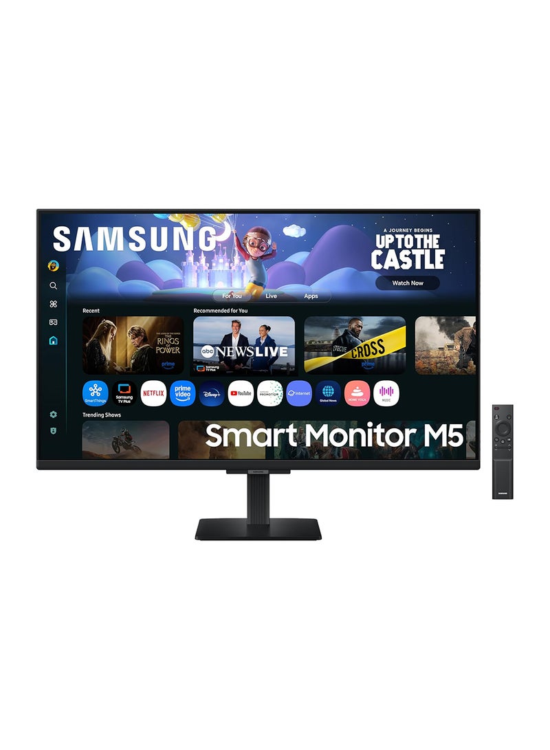 Samsung 27 inch Smart Monitor M5 FHD, (Work & Entertainment) Smart TV Apps, Knox Security, Gaming Hub, Adaptive Sound, Screen Mirroring, Eye Saver Mode LS27FM500EMXUE Black - Image 1