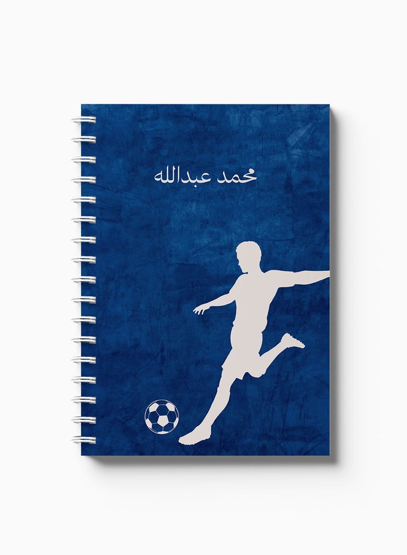 LOWHA Customizable Spiral Notebook with Front and Back Hard Covers Personalized with Your Name and  Football Player Design White/Blue - Image 5