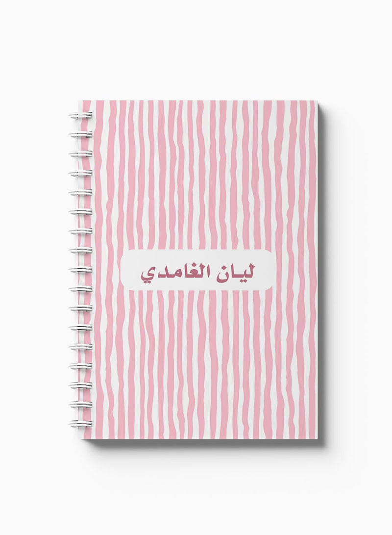 لوحة Customizable Spiral Notebook with Front and Back Hard Covers Personalized with Your Name and  Pink Stripes Design pink - Image 5