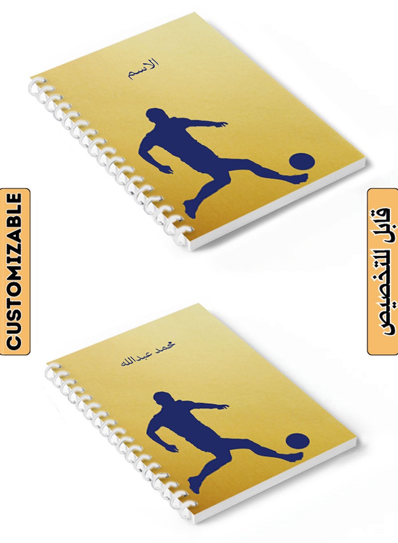 LOWHA Customizable Spiral Notebook with Front and Back Hard Covers Personalized with Your Name and  Football Player Design Blue/Yellow - Image 1