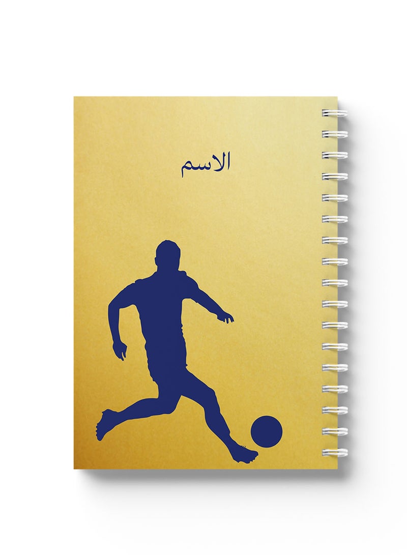 LOWHA Customizable Spiral Notebook with Front and Back Hard Covers Personalized with Your Name and  Football Player Design Blue/Yellow - Image 4