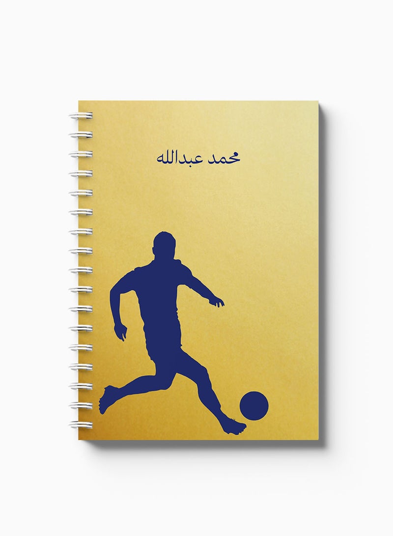 LOWHA Customizable Spiral Notebook with Front and Back Hard Covers Personalized with Your Name and  Football Player Design Blue/Yellow - Image 5