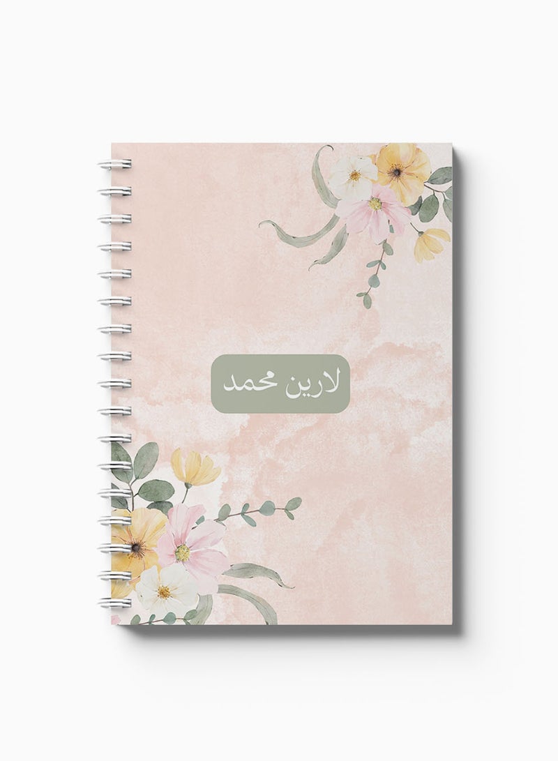 LOWHA Customizable Spiral Notebook with Front and Back Hard Covers Personalized with Your Name and  Flowers Design multicolour - Image 5