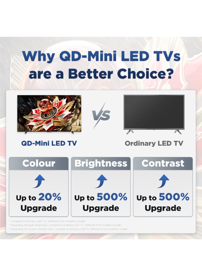 تي سي إل تلفزيون 55 بوصة سمارت 4K QD-Mini LED للألعاب جوجل TV، معدل تحديث أصلي 144 هرتز، سلسلة ديمينغ دقيقة لوحة CrystGlow HVA، HDR 2600 نيت، تصميم فائق النحافة (طراز 2025) - Image 2
