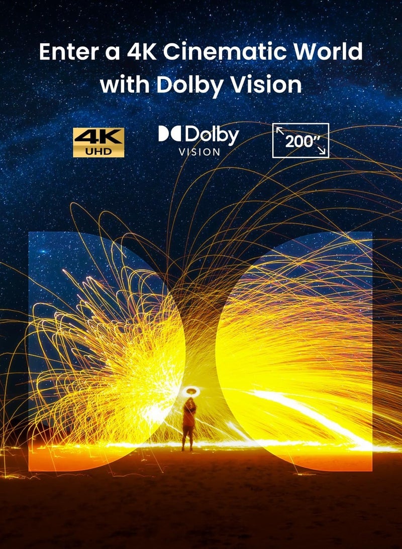 نيبولا جهاز عرض ليزر + LED بدقة 4K من كوزموس SE، جهاز عرض بدقة 4K مع سطوع عالي 1800 لومن ANSI، شاشة ضخمة 200 بوصة، جودة صورة محسّنة، تلفاز جوجل، جهاز عرض محمول مع مقبض - Image 2