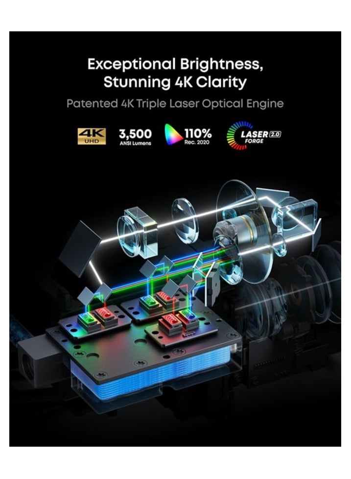 Nebula X1 Triple Laser 4K Projector, 3,500 ANSI Lumens, 56,000:1 Contrast, 40W Stereo Sound, 0.9-1.5 Optical Zoom, Smart AI, Dolby Vision, 300" Screen, Built-In Micro Gimbal, GTV, Handle D23512F1 ‎Black+Gray - Image 2