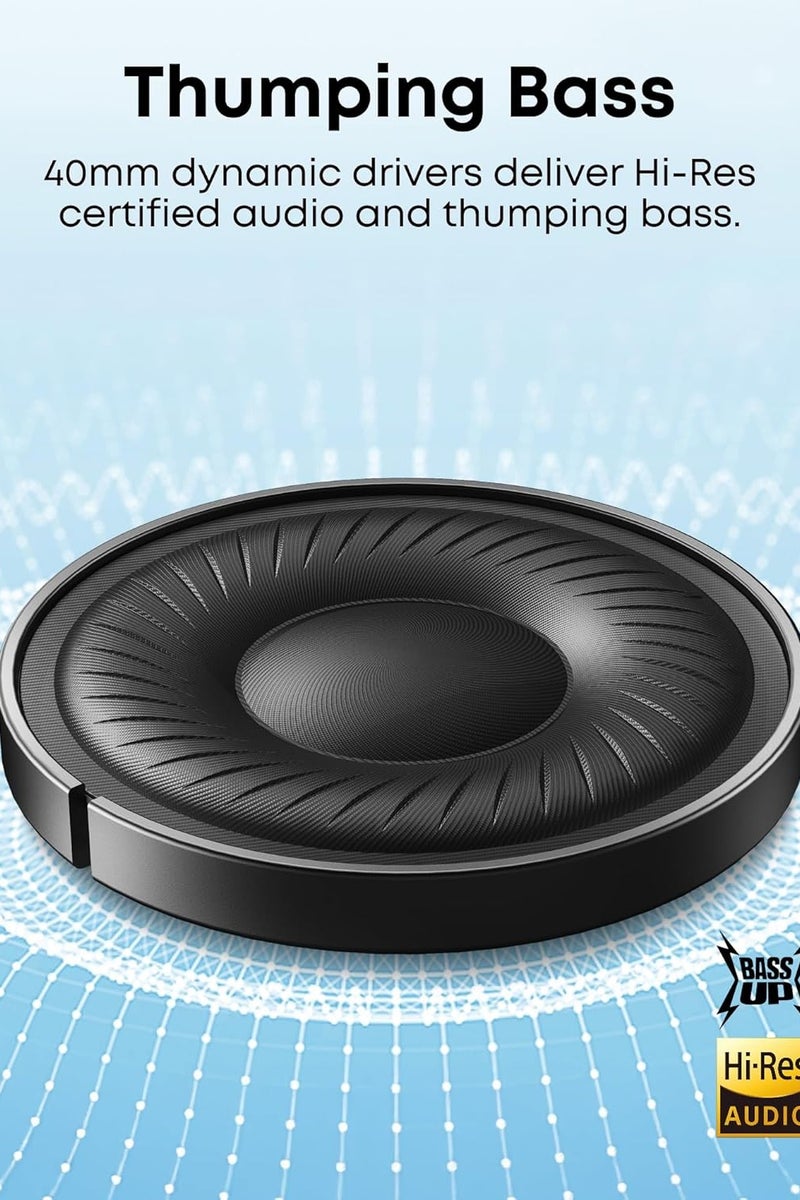 ساوند كور سماعات سوندكور Q20i الهجينة لإلغاء الضوضاء النشط، لاسلكية فوق الأذن بلوتوث، 40 ساعة من وقت التشغيل الطويل لإلغاء الضوضاء باللون الأسود - Image 3