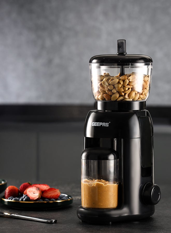 جيباس صانع زبدة الفول السوداني 500 واط موتور قوي | وعاء طحن 756 جرام + كوب تخزين 320 مل، لوحة مطحنة من الفولاذ المقاوم للصدأ | تصميم مدمج وأنيق | نعومة سهلة، زبدة فول سوداني صحية وخالية من المواد الحافظة | GPG63092 أسود - Image 2