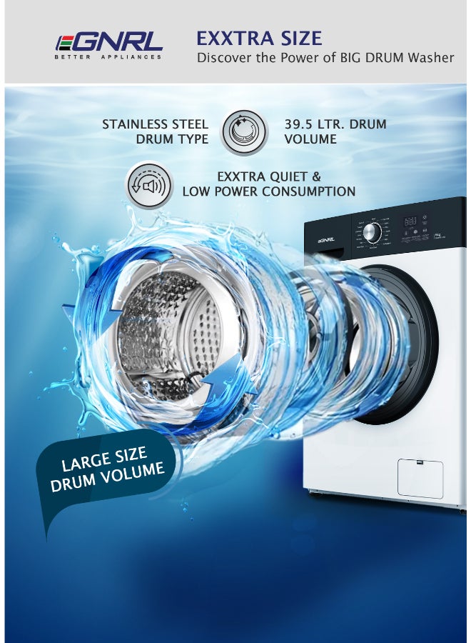 EGNRL 6KG Front Load Washing Machine,, 2025 New Model, 16 Programs, 1200 RPM, With Inverter BLDC Motor, 10 Year Warranty, 5 STar Energy (1 Year Brand Warranty) 6 kg 1900 W EGWMFL750 White - Image 3