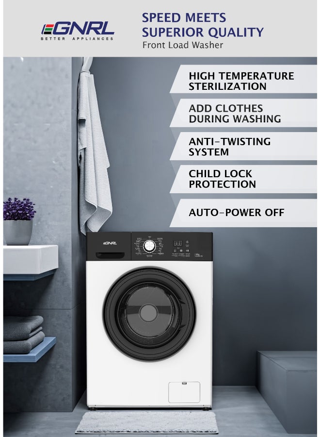 EGNRL 6KG Front Load Washing Machine,, 2025 New Model, 16 Programs, 1200 RPM, With Inverter BLDC Motor, 10 Year Warranty, 5 STar Energy (1 Year Brand Warranty) 6 kg 1900 W EGWMFL750 White - Image 4