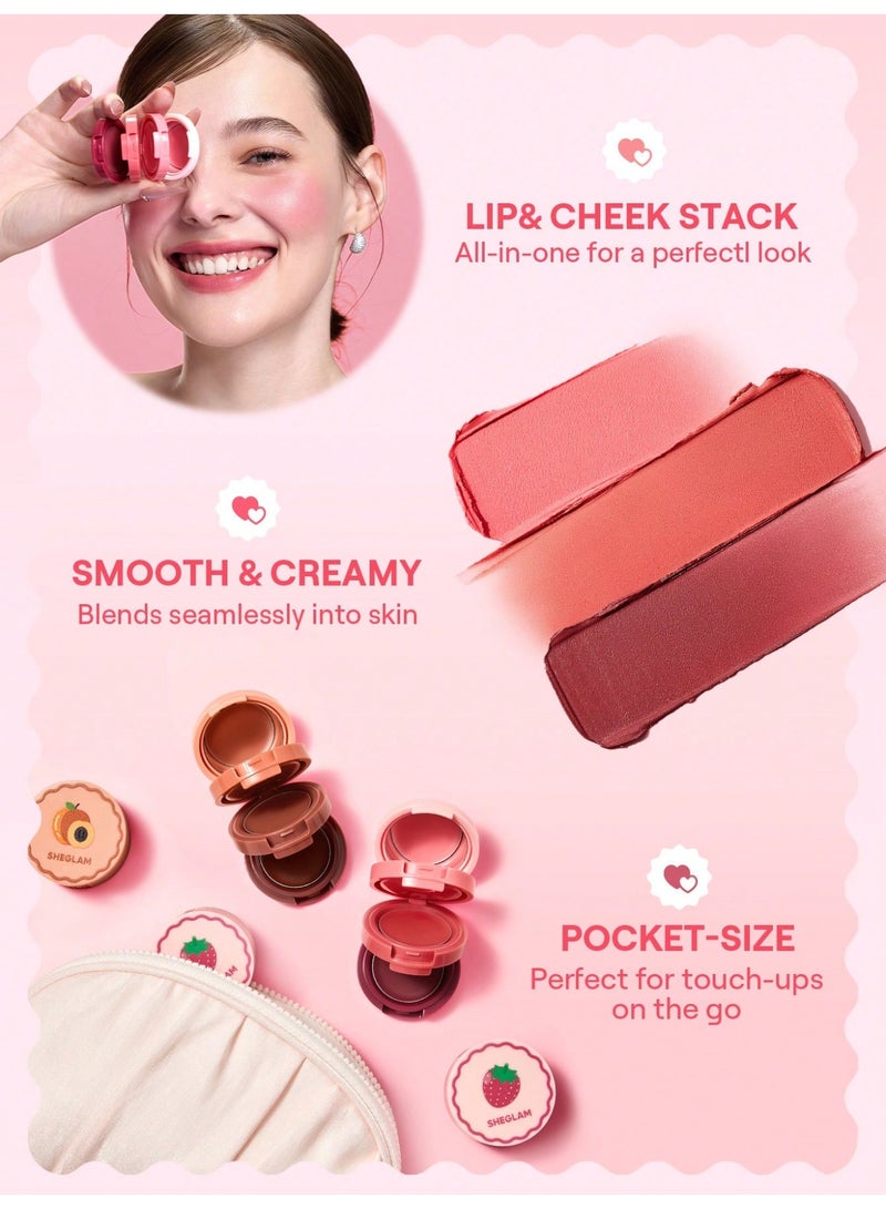 SHEGLAM Strawberry Whirl Cheek & Lip Cream Stack Strawberry - Image 2