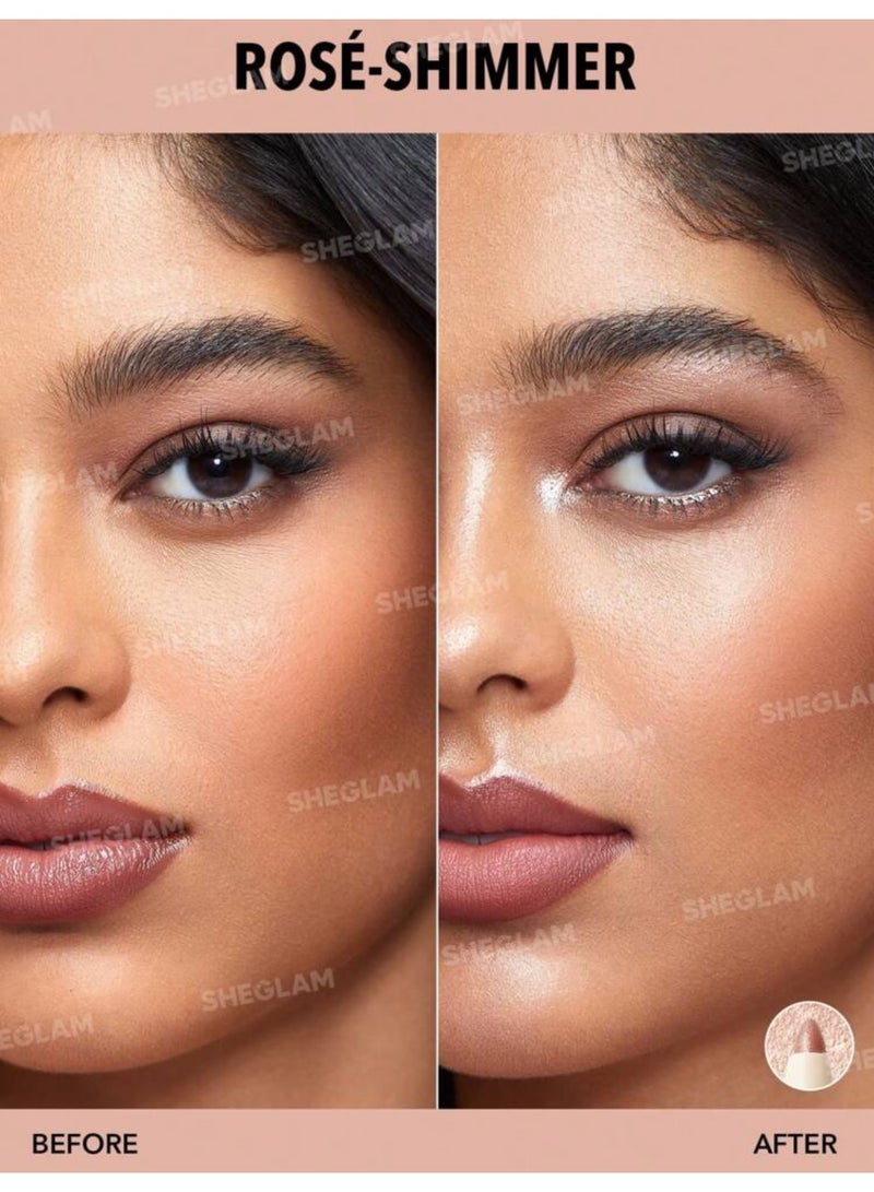 SHEGLAM Big N' Bright Eye Pencil-Rosé Highlighter Pen Shimmer Multi-Use Pigment Glow Face Makeup Rosé - Image 2